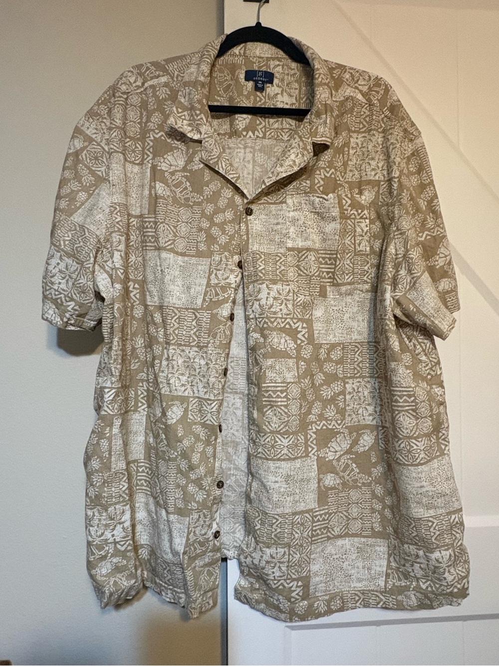 George Beige & White Patterned Short-Sleeve Shirt Jacket